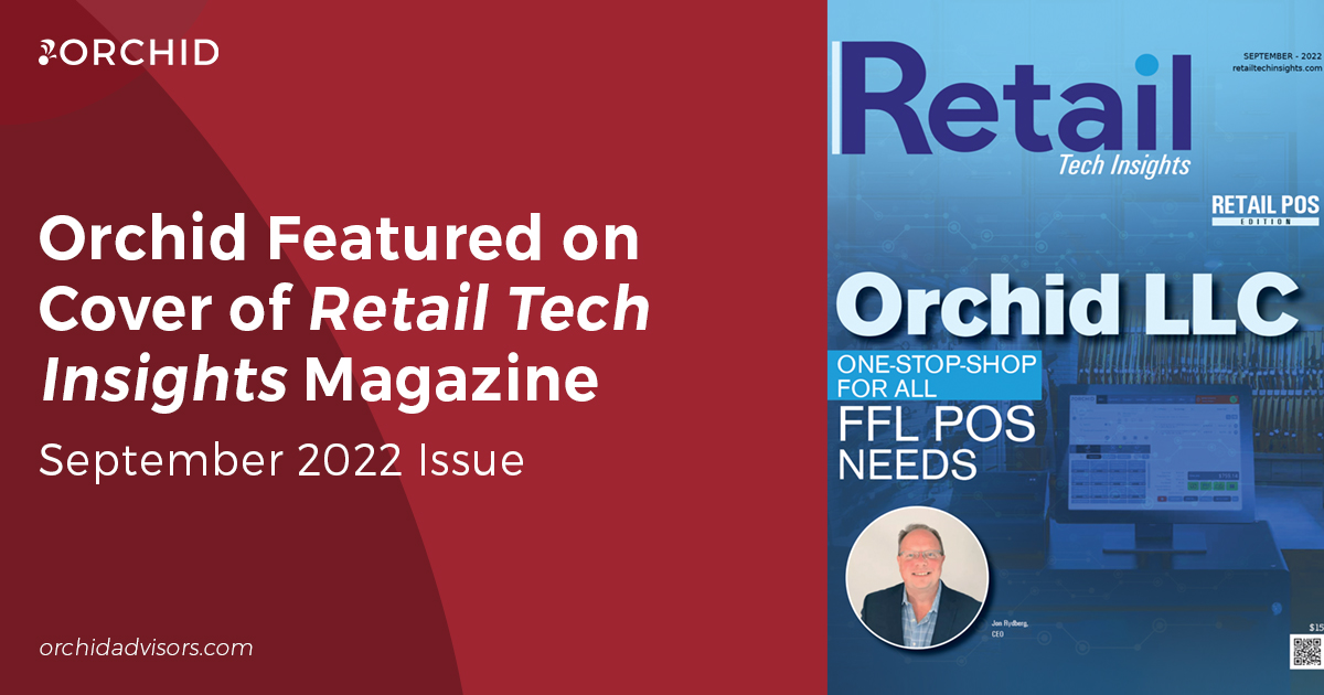 White text atop red background next to image of Retail Tech Insights magazine's September 2022 cover