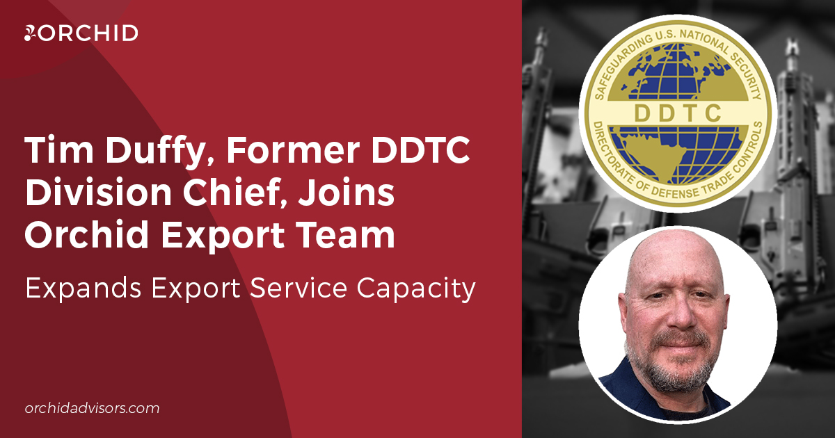 Tim Duffy, Former DDTC Division Chief, Joins Orchid Export Services Team
