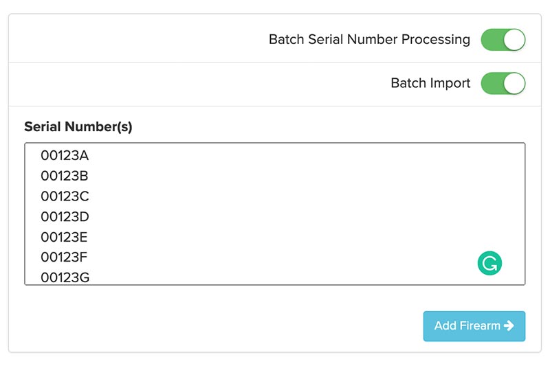 Batch Serial Number Processing - FFL Bound Book